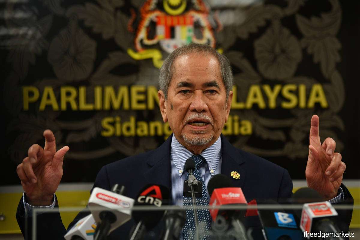'The Act will come into force before the GE15. So, just be patient. I will announce it when the time comes,' says Wan Junaidi, the minister in the Prime Minister's Department (Parliament and law). (Photo by Mohd Suhaimi Mohamed Yusuf/The Edge)